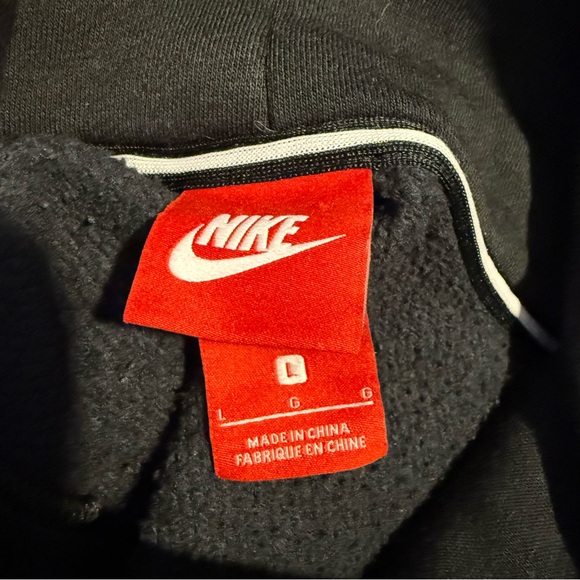 NIKE Oversized Black Quilted Pullover Sweatshirt Mock Funnel Neck Sz Large *Flaw - Picture 13 of 14